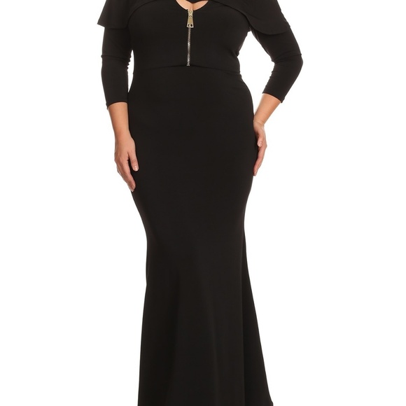 💐🟡Purple or Black Zipper Bodice Long Dress 1X-3X - Picture 8 of 9